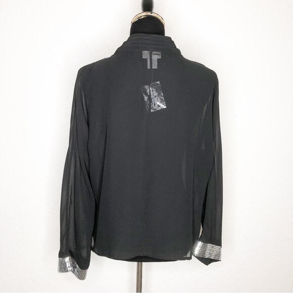 Soft Surroundings black sheer open front sequin sleeve cuff size Medium NWOT - Picture 14 of 14
